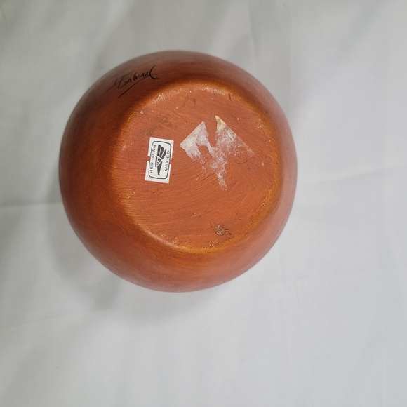 mexican pottery vase Southwestern Native Burnt Orange Signed - Picture 8 of 8